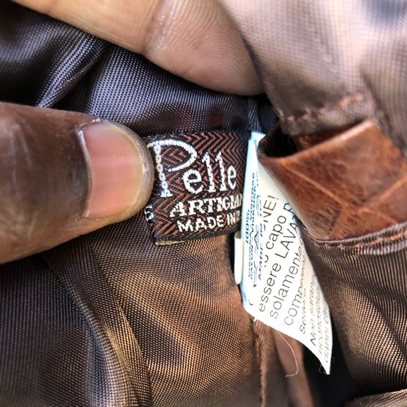 VTG Unisex Vera Pelle Lavorazione 🇮🇹 Croc Embossed Sz M - Picture 14 of 15